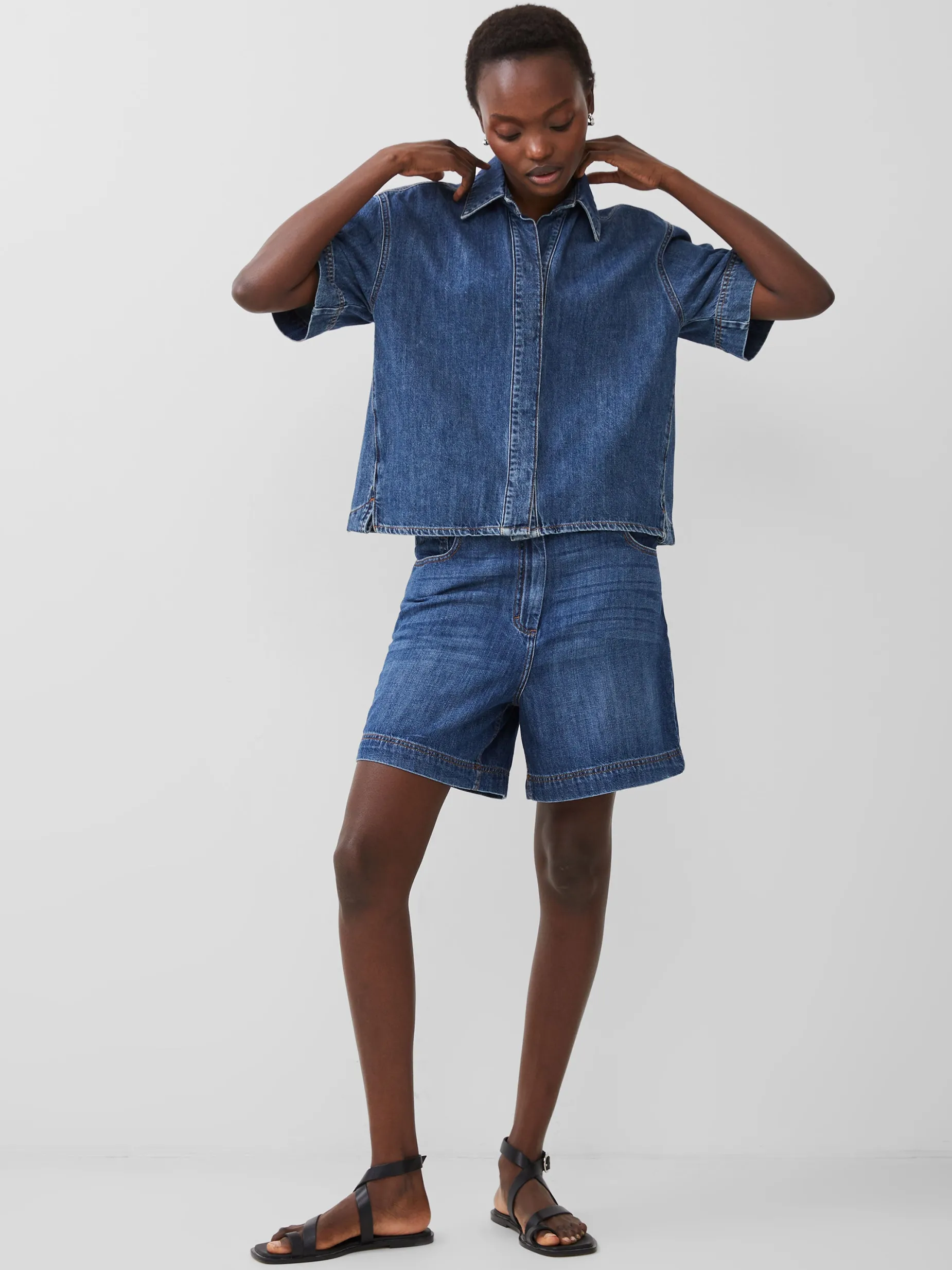 French Connection Tops|Shirts-Finley Denim Short Sleeve Shirt