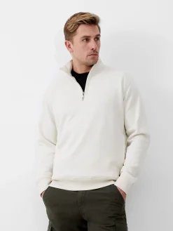 French Connection Knitwear-Fleeceback Funnel Neck Half Zip Sweatshirt