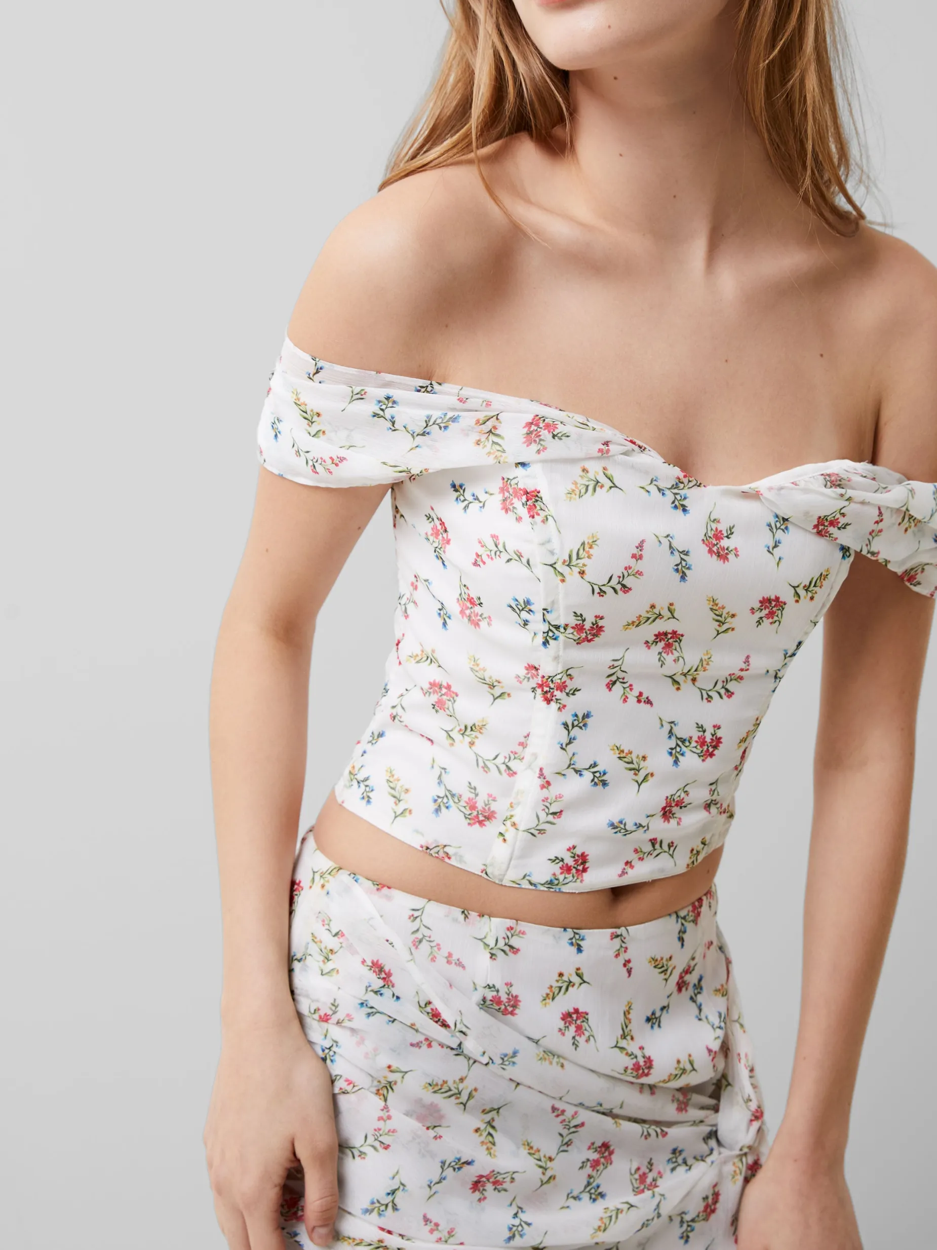 French Connection Co-Ords-Floriana Hallie Crinkle Bardot Top