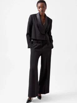 Women French Connection Coats & Jackets|Suits-Gemma Carey Satin Tuxedo Cropped Blazer