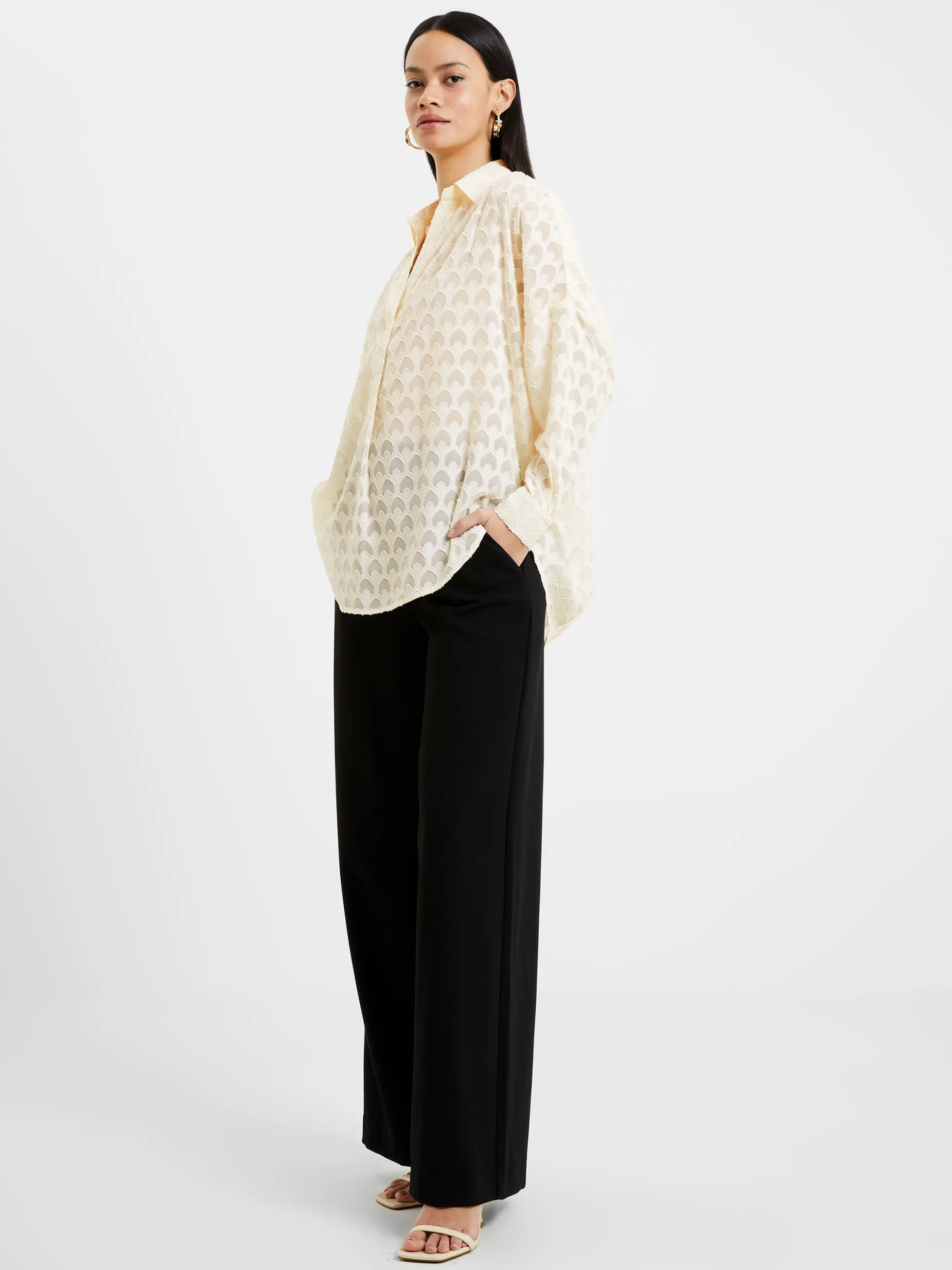 French Connection Tops|Shirts-Geo Burn-Out Popover Shirt