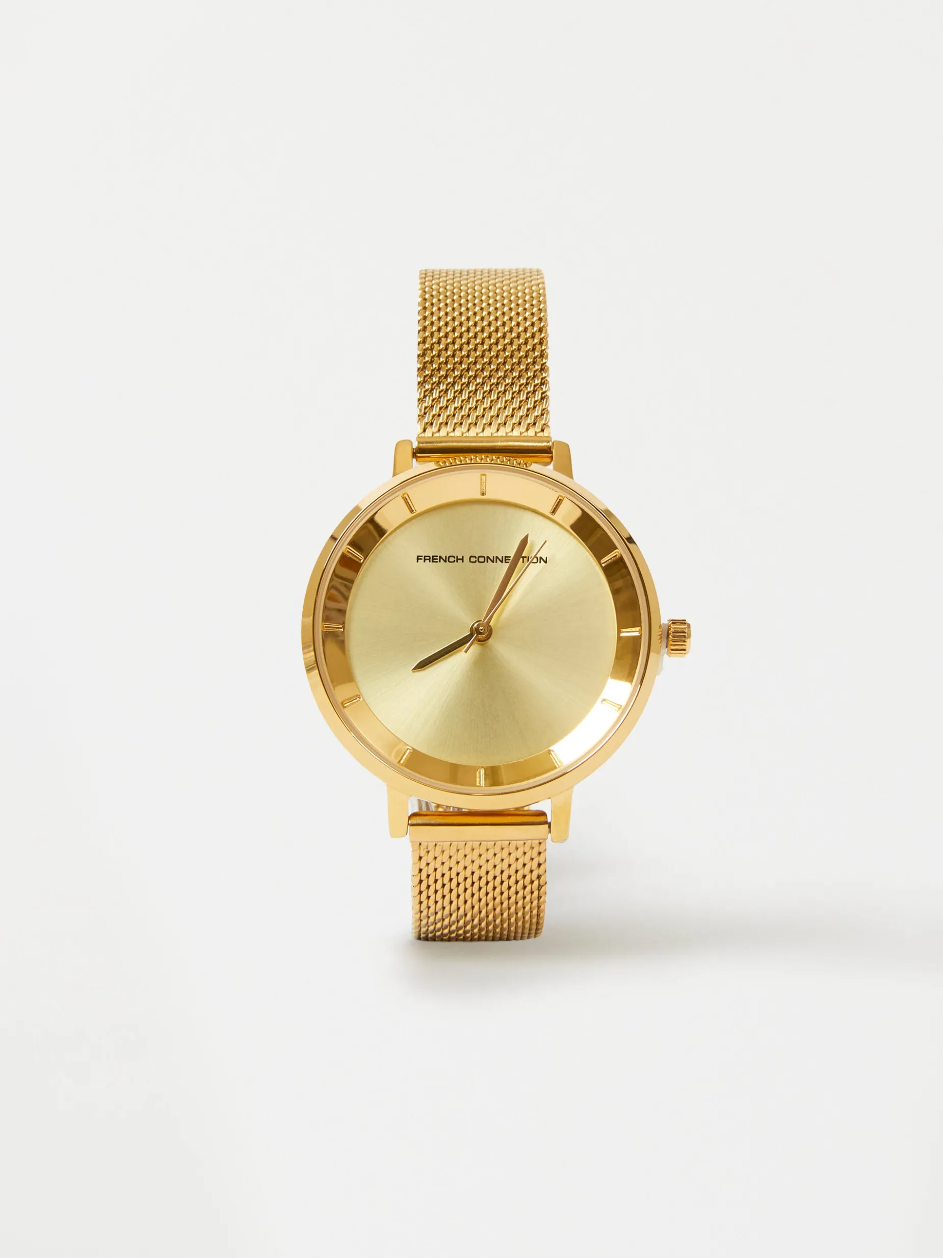 Women French Connection Jewellery|Jewellery-Tone Mesh Bracelet Watch with Champagne Dial