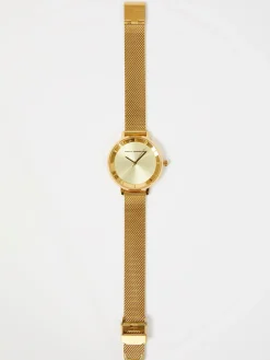 Women French Connection Jewellery|Jewellery-Tone Mesh Bracelet Watch with Champagne Dial