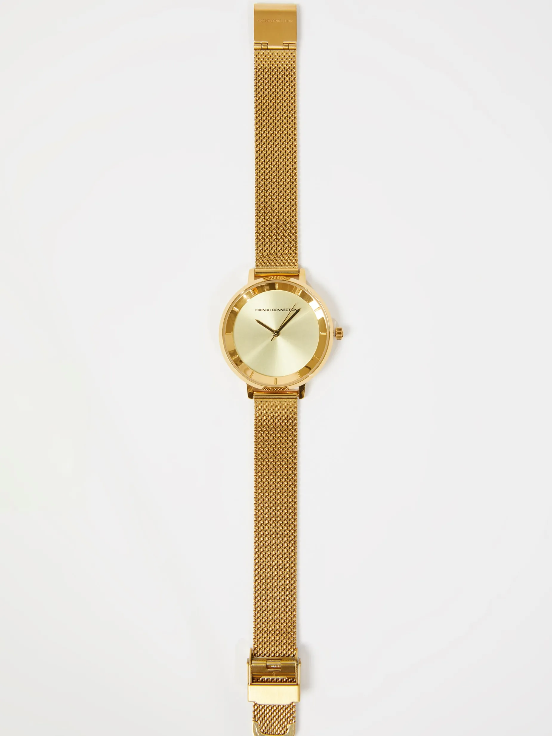 Women French Connection Jewellery|Jewellery-Tone Mesh Bracelet Watch with Champagne Dial
