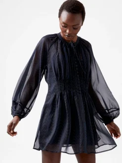 French Connection Dresses|Mini Dresses-Grace Artemis Long Sleeve Ruffle Mini Dress
