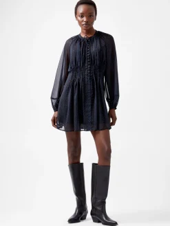 French Connection Dresses|Mini Dresses-Grace Artemis Long Sleeve Ruffle Mini Dress