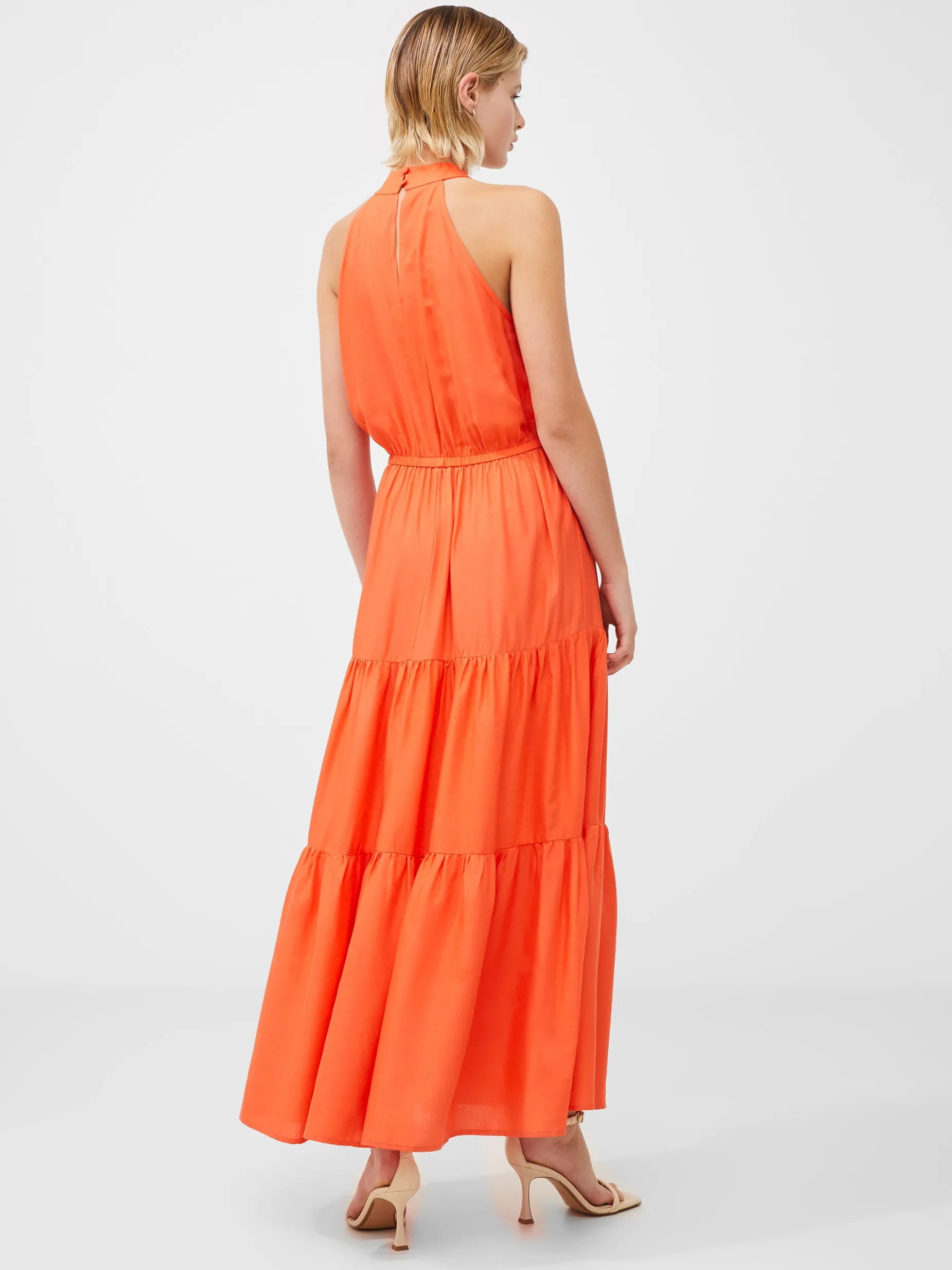French Connection Maxi Dresses-Halter Viscose Tiered Maxi Dress