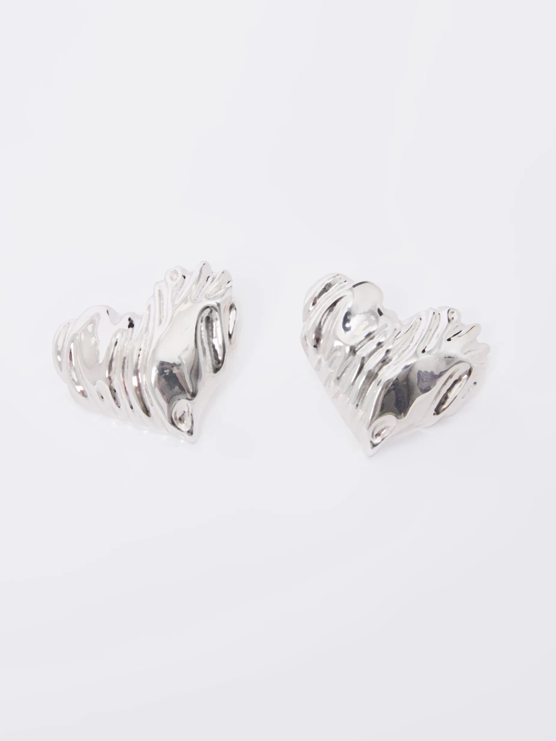 Women French Connection Jewellery|Jewellery-Hammered Oversized Heart Stud Earrings