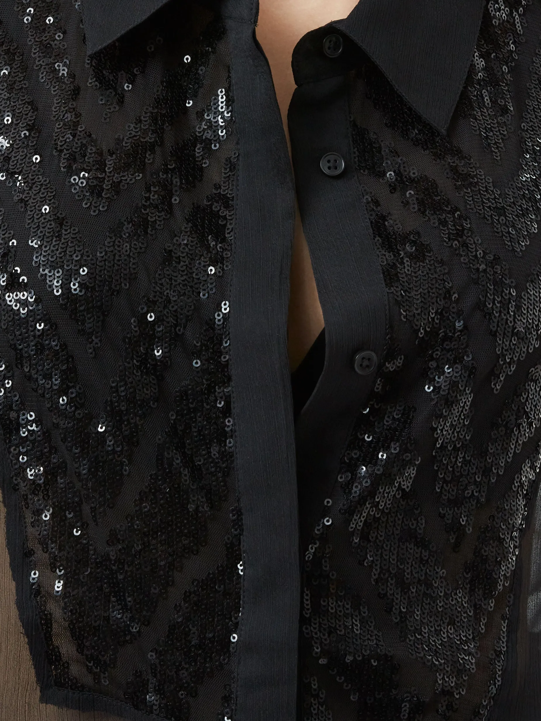 French Connection Tops|Shirts-Hana Adalynn Sequin Bib Shirt