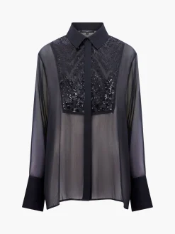 French Connection Tops|Shirts-Hana Adalynn Sequin Bib Shirt