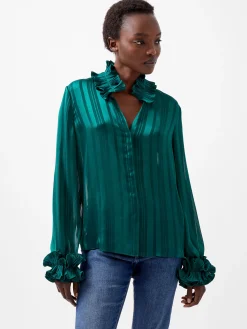 French Connection Tops|Shirts-Hannielie Ruffle Neck Long Sleeve Shirt