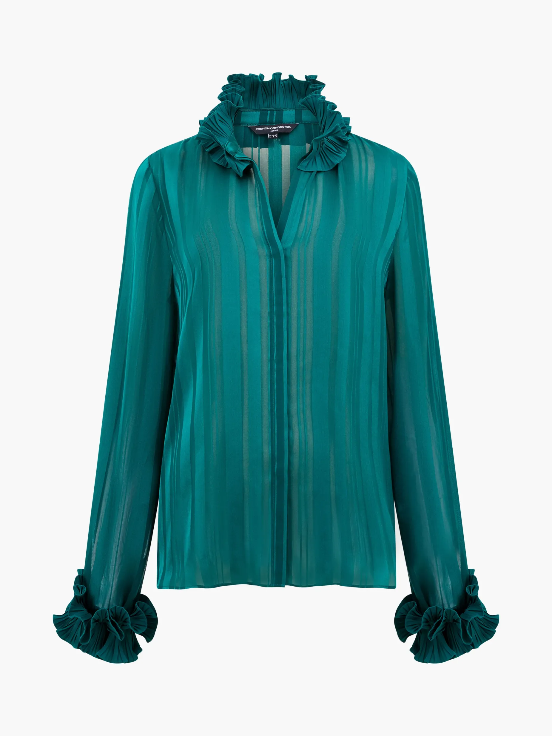 French Connection Tops|Shirts-Hannielie Ruffle Neck Long Sleeve Shirt