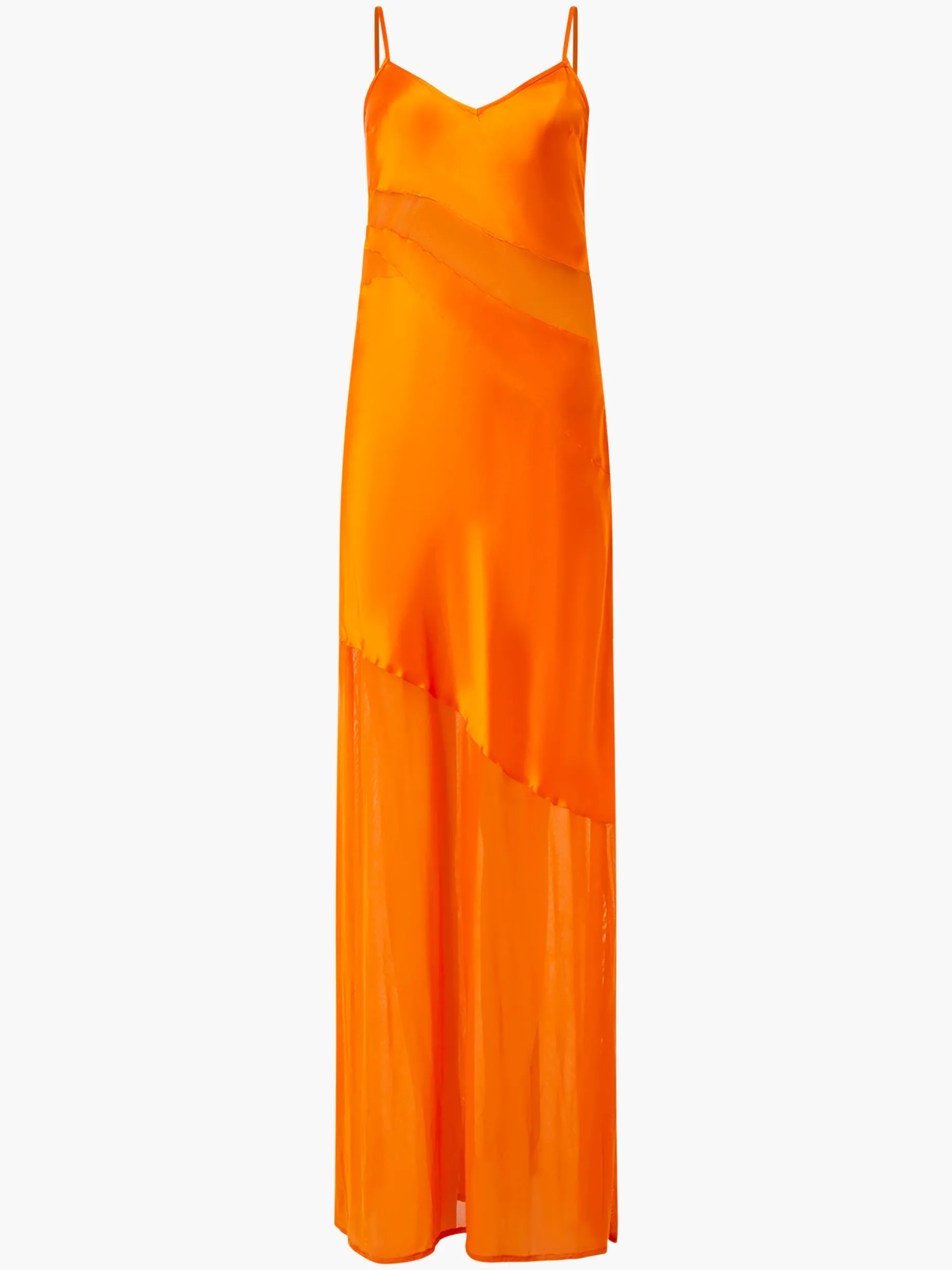French Connection Maxi Dresses-Inu Satin Strappy Mesh Maxi Dress