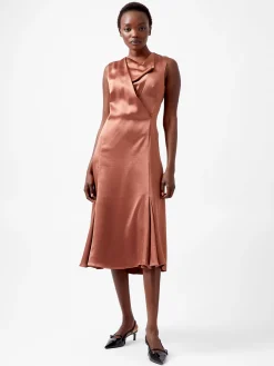 French Connection Dresses|Midi Dresses-Irina Satin Sleeveless Cowl Neck Dress