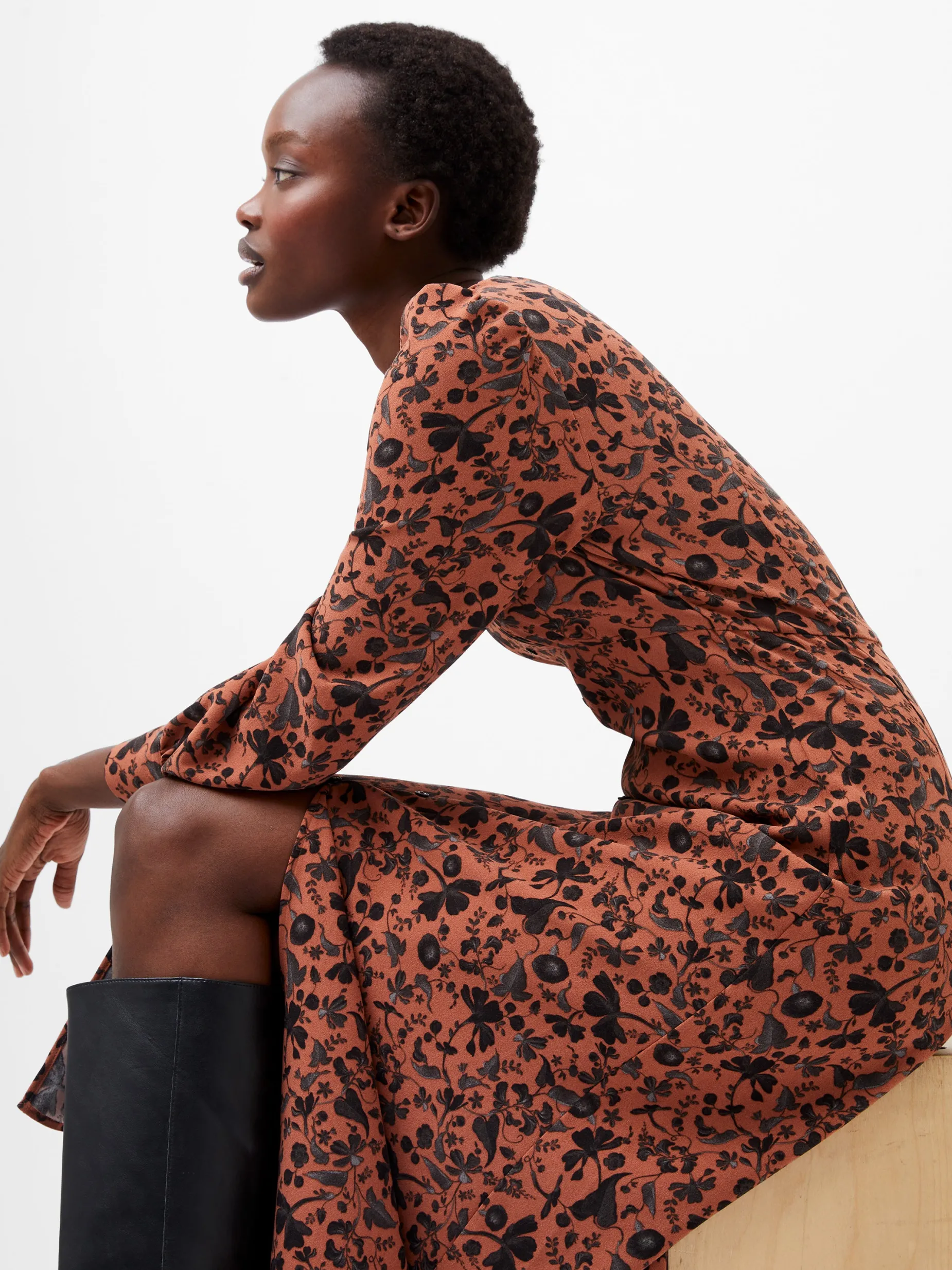 French Connection Dresses|Midi Dresses-Jeanie Brina Crepe Midi Dress
