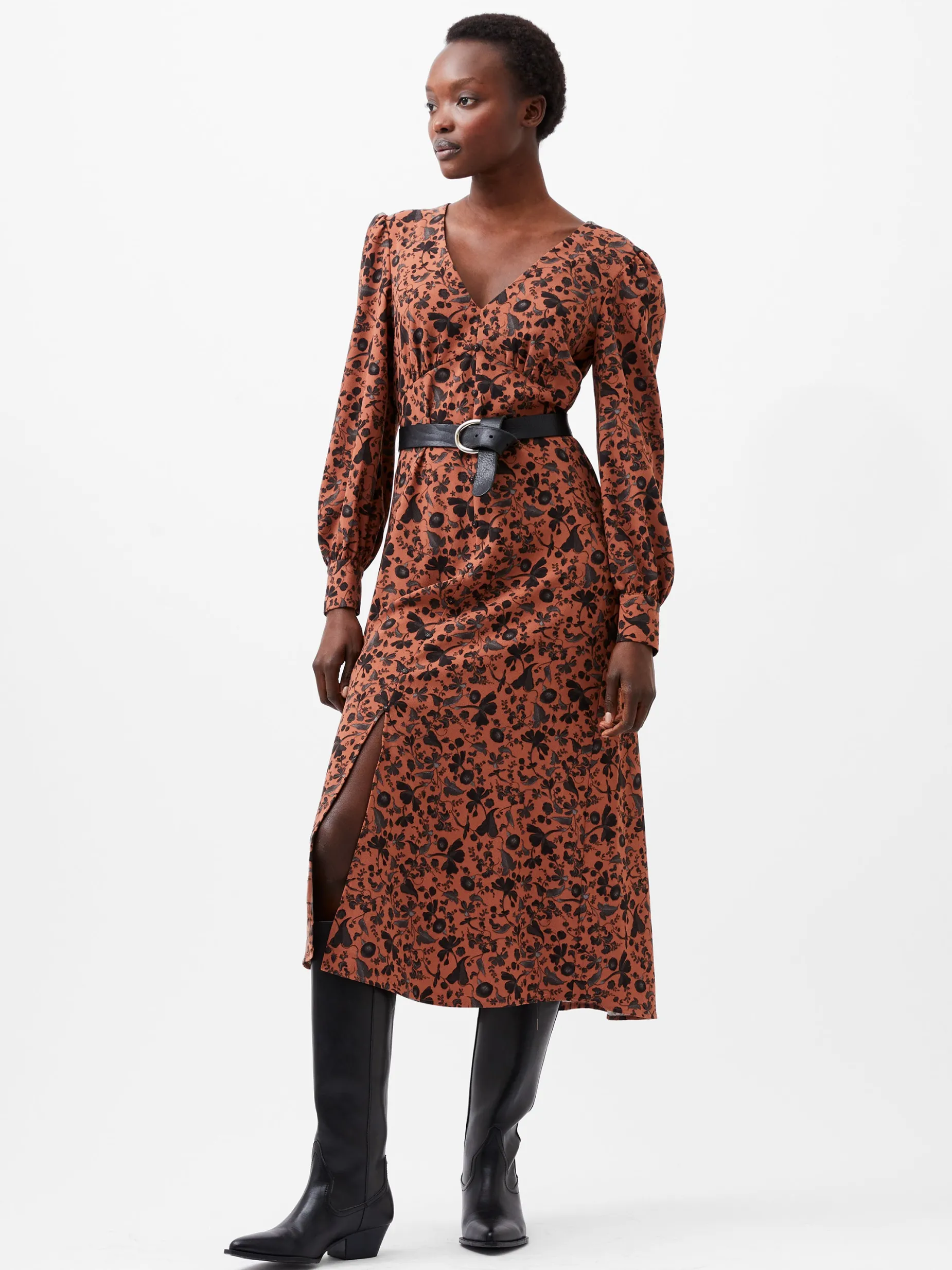 French Connection Dresses|Midi Dresses-Jeanie Brina Crepe Midi Dress