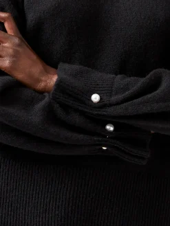 French Connection Jumpers & Cardigans-Kezia Recycled Pearl Cuff Detail Jumper