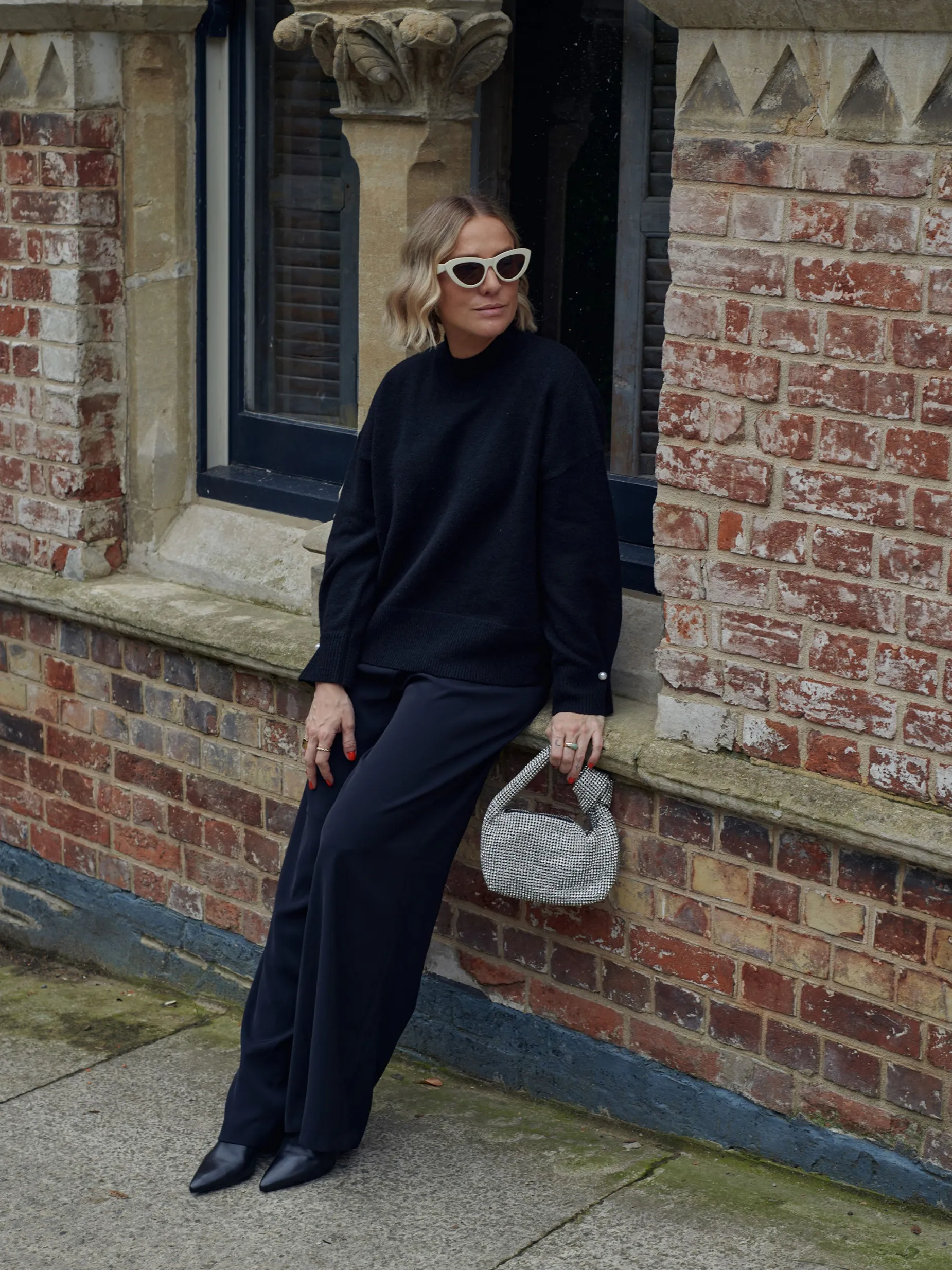 French Connection Jumpers & Cardigans-Kezia Recycled Pearl Cuff Detail Jumper
