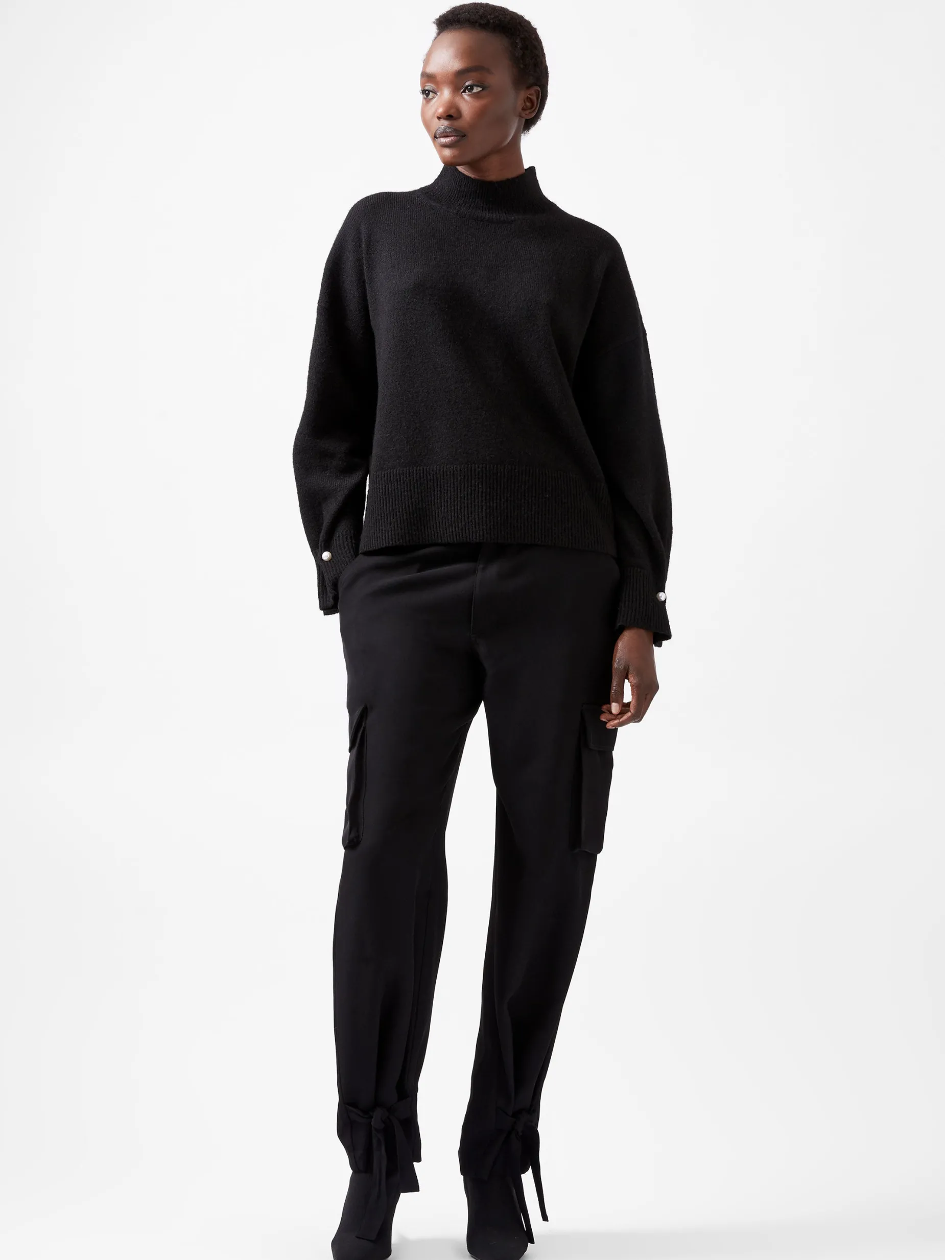 French Connection Jumpers & Cardigans-Kezia Recycled Pearl Cuff Detail Jumper