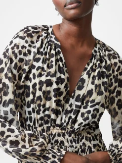French Connection Dresses|Midi Dresses-Print Georgette Long Sleeve Dress