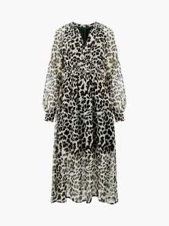 French Connection Dresses|Midi Dresses-Print Georgette Long Sleeve Dress