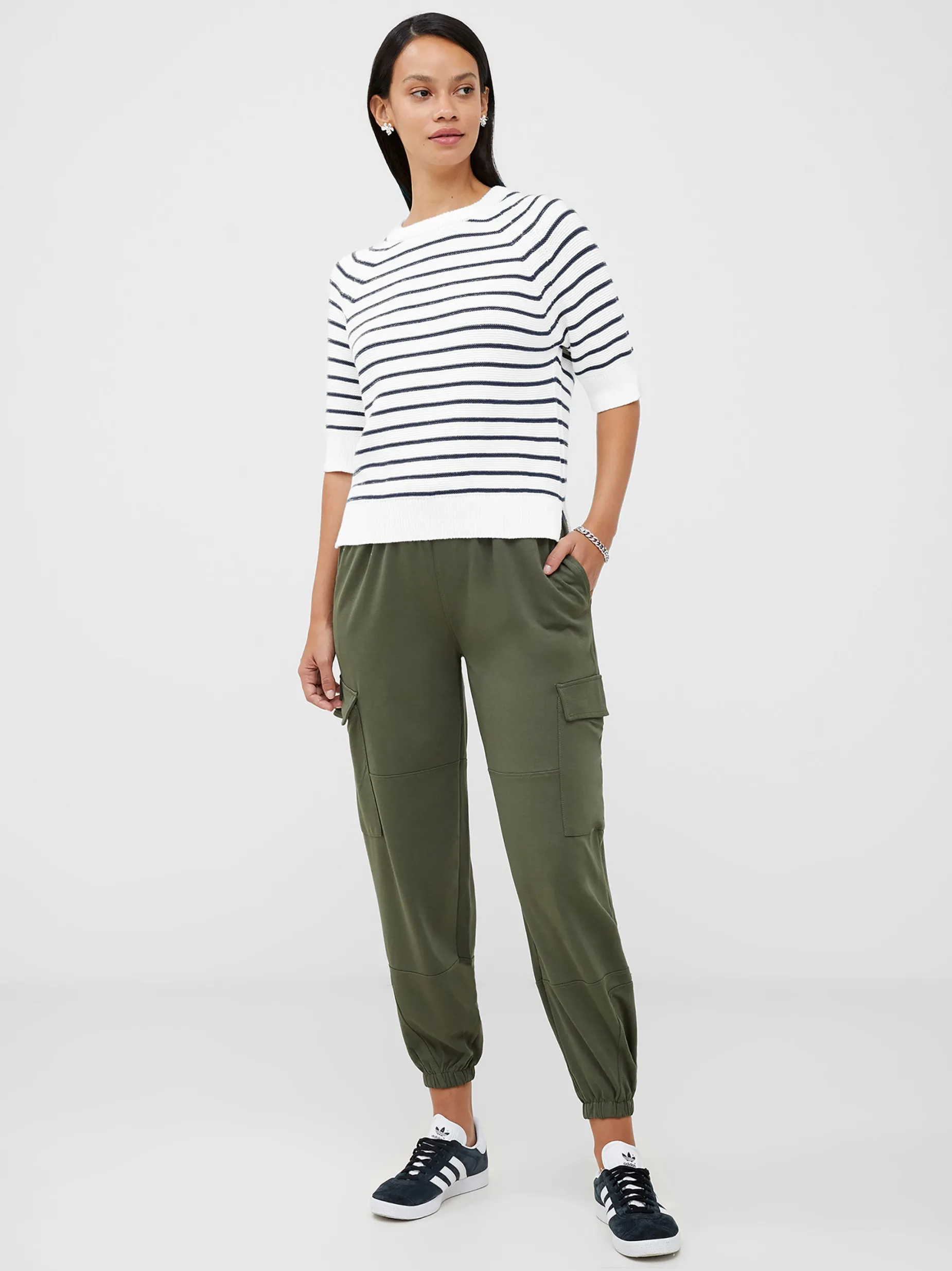 French Connection Jumpers & Cardigans-Lily Mozart Stripe Short Sleeve Jumper