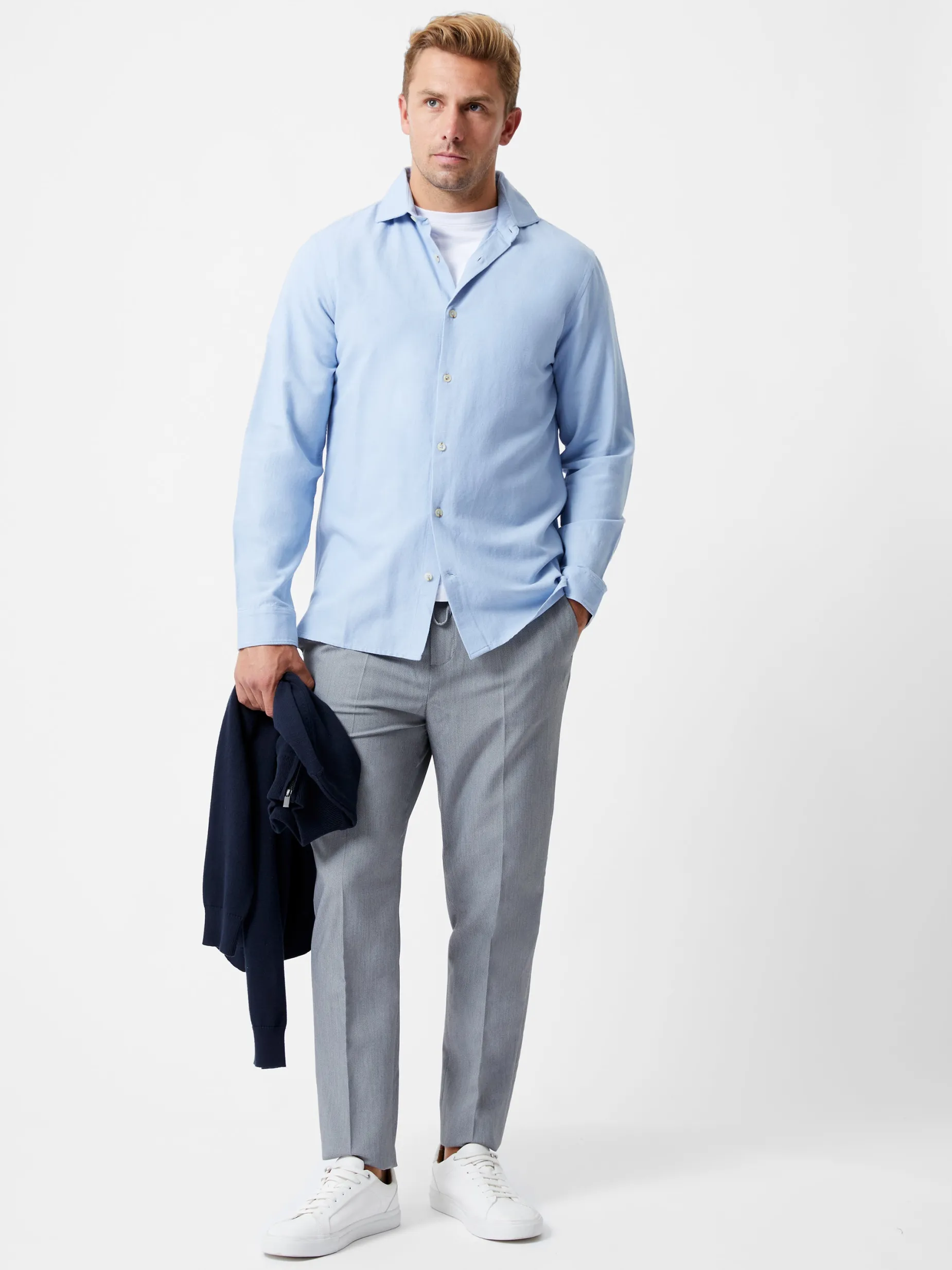 French Connection Shirts-Long Sleeve Linen Blend Shirt