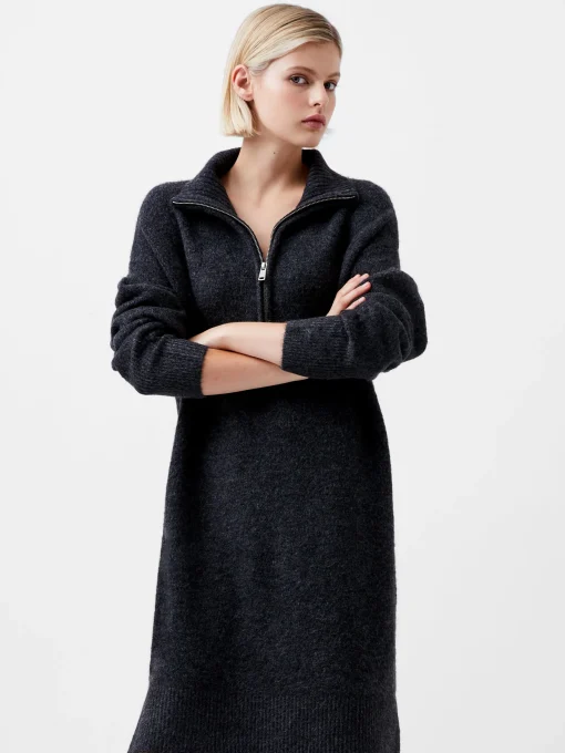 French Connection Dresses|Mini Dresses-Maddox Half Zip Long Sleeve Knit Dress