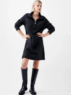 French Connection Dresses|Mini Dresses-Maddox Half Zip Long Sleeve Knit Dress