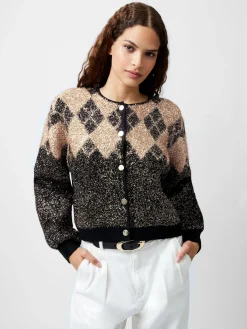 French Connection Jumpers & Cardigans-Mavis Argyle Tinsel Long Sleeve Cardigan