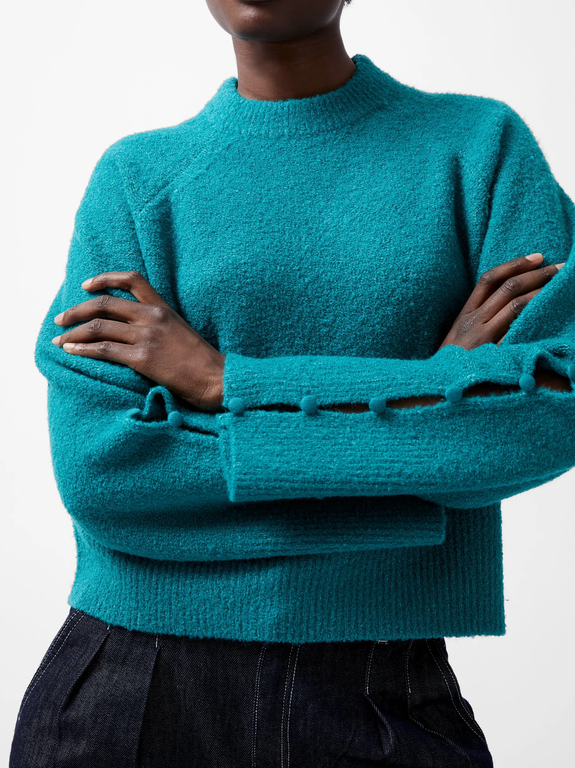 French Connection Jumpers & Cardigans-Melissa Boucle Button Detail Sleeve Jumper