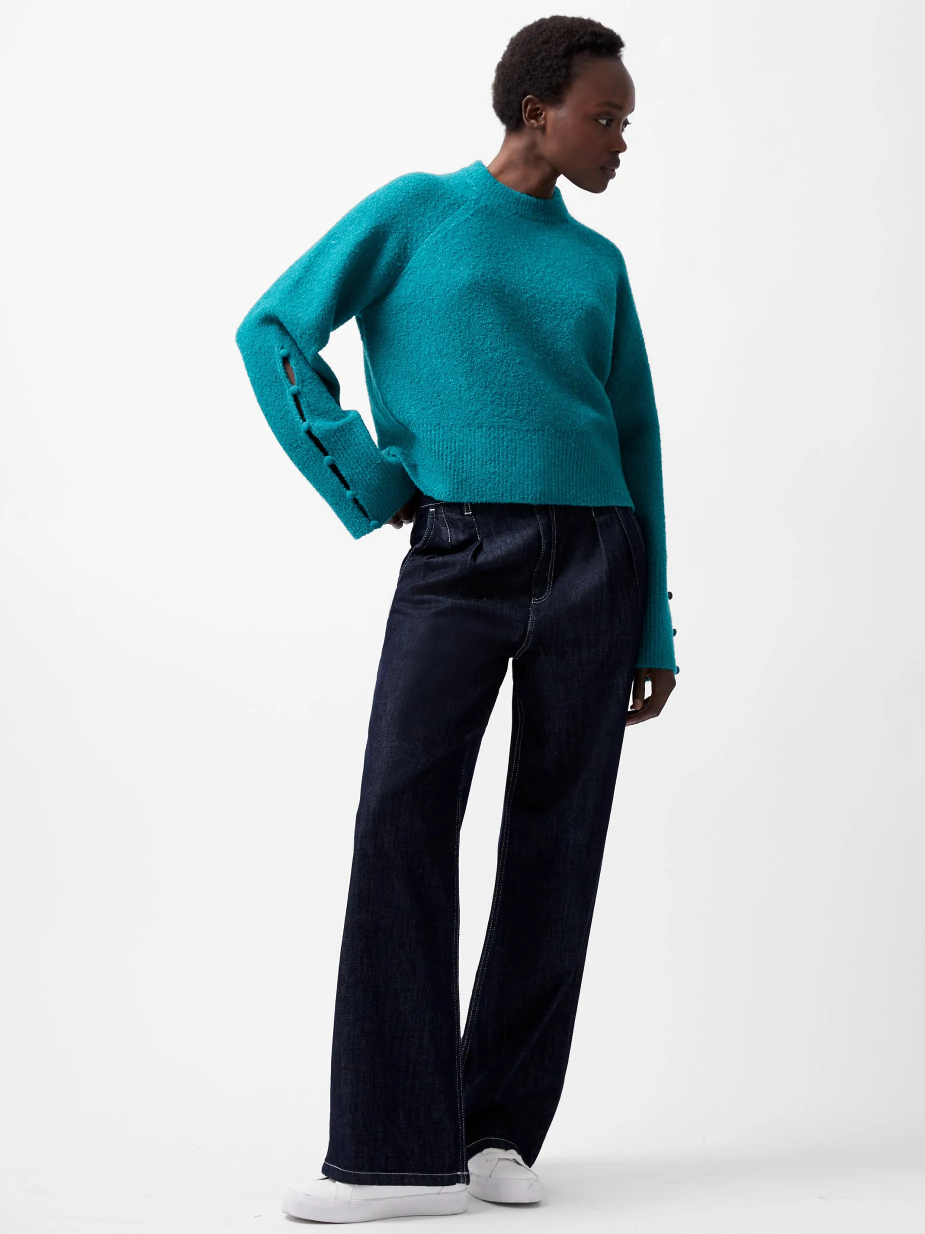 French Connection Jumpers & Cardigans-Melissa Boucle Button Detail Sleeve Jumper