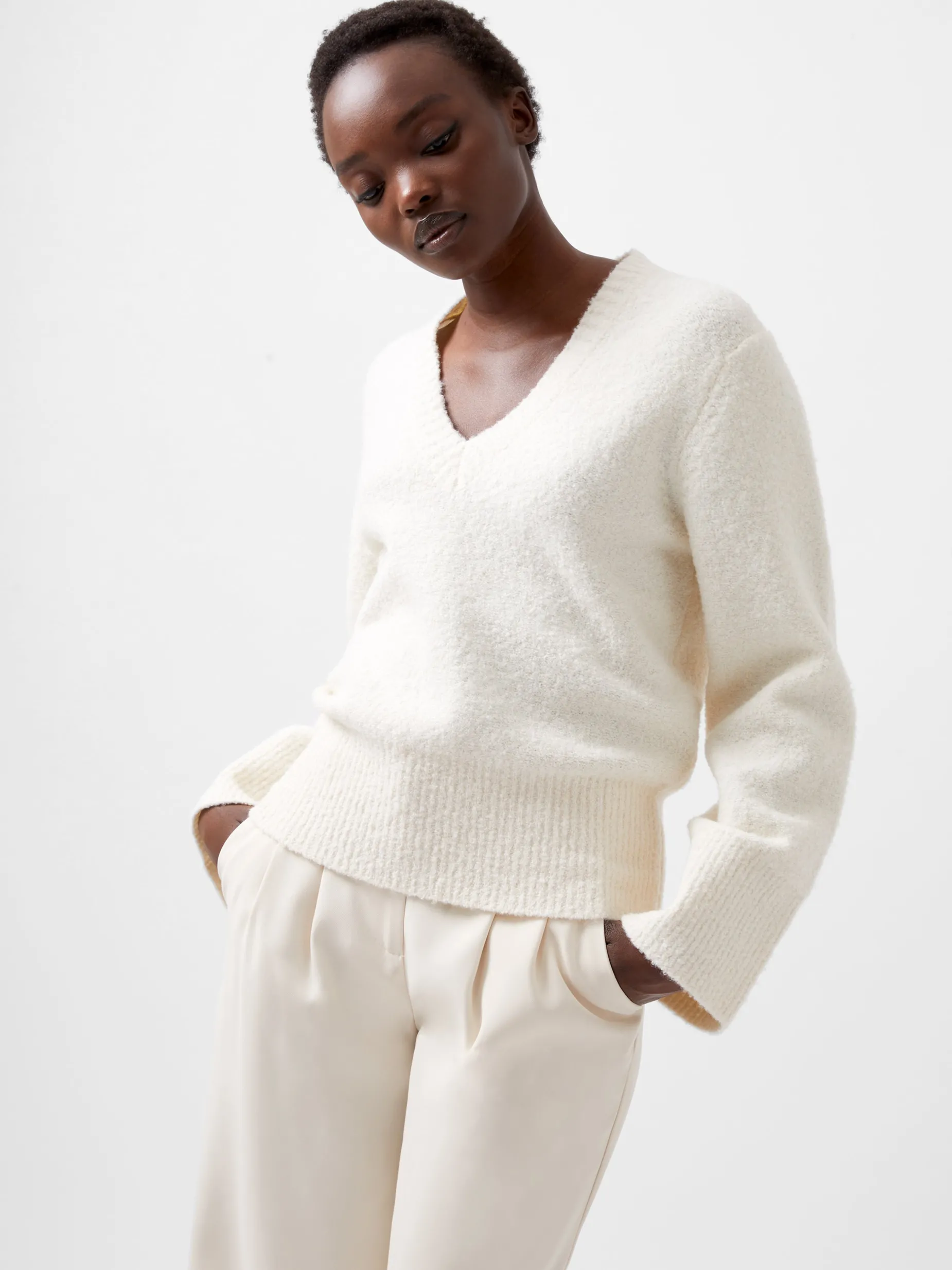 French Connection Jumpers & Cardigans-Melissa Boucle V-Neck Jumper