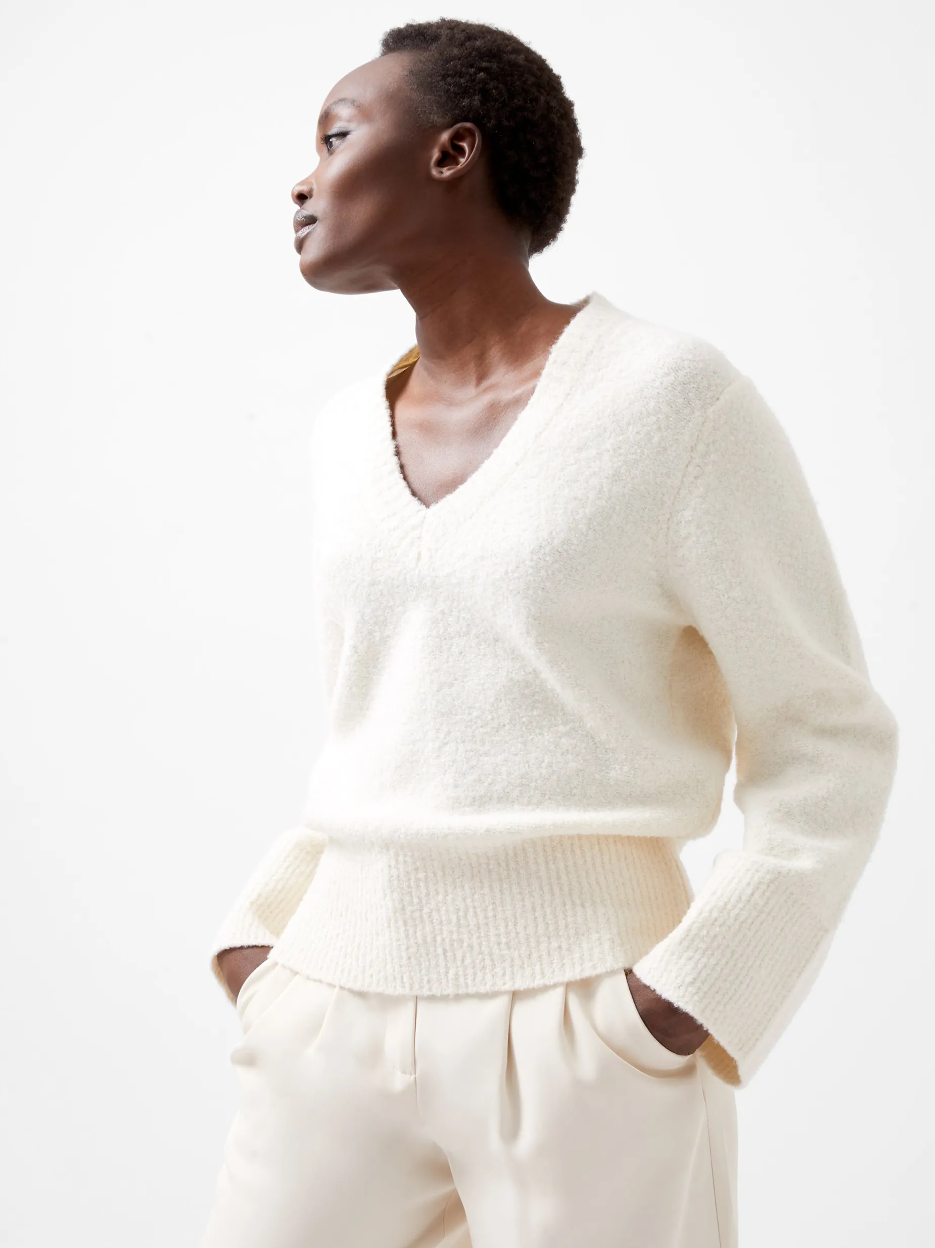 French Connection Jumpers & Cardigans-Melissa Boucle V-Neck Jumper