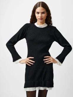 French Connection Dresses|Mini Dresses-Melody Pleated Mix Mini Dress