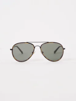 French Connection Sunglasses-Metal D-Frame Rim Detailed Sunglasses
