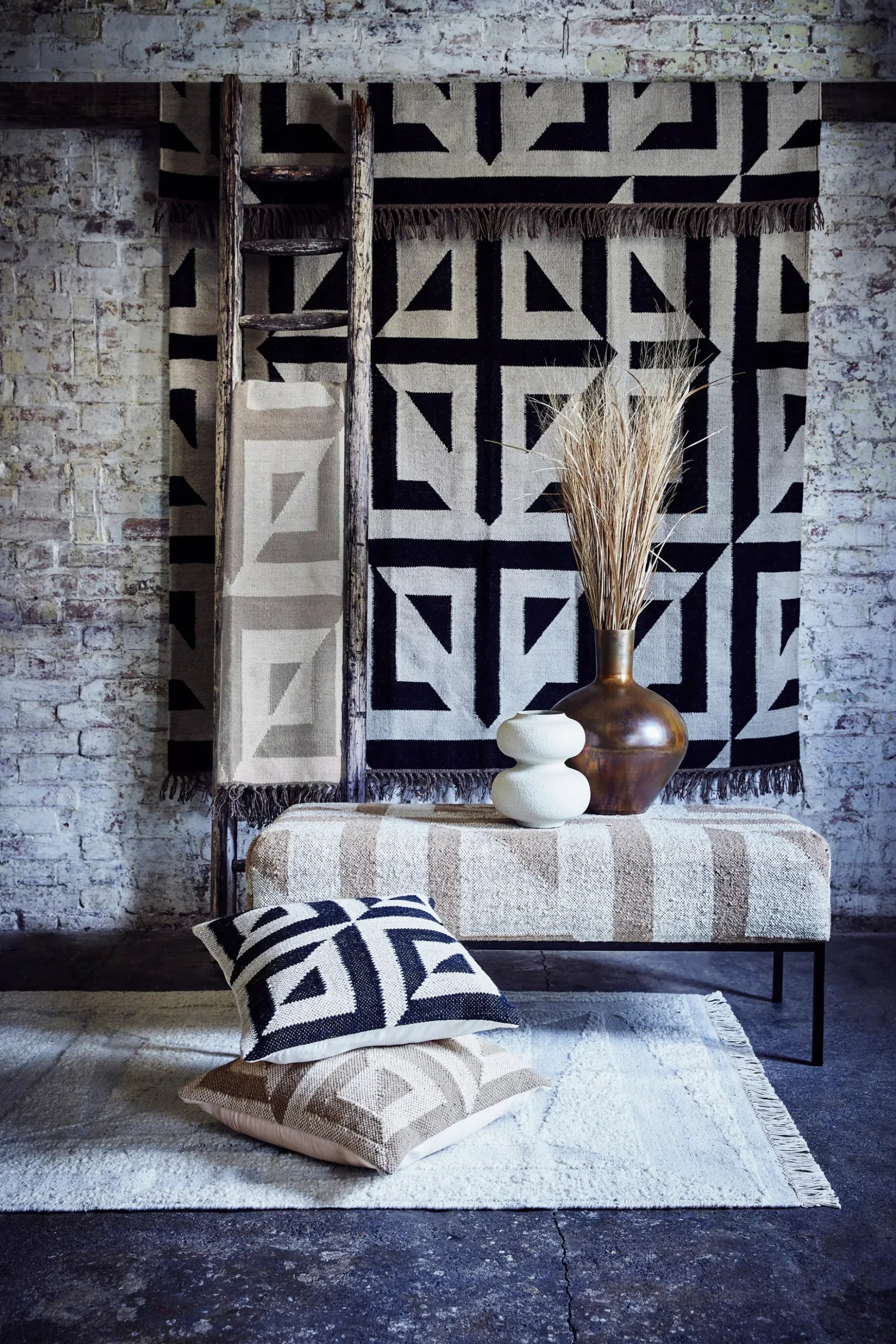 French Connection Furniture-Mocha Sundial Ottoman Bench