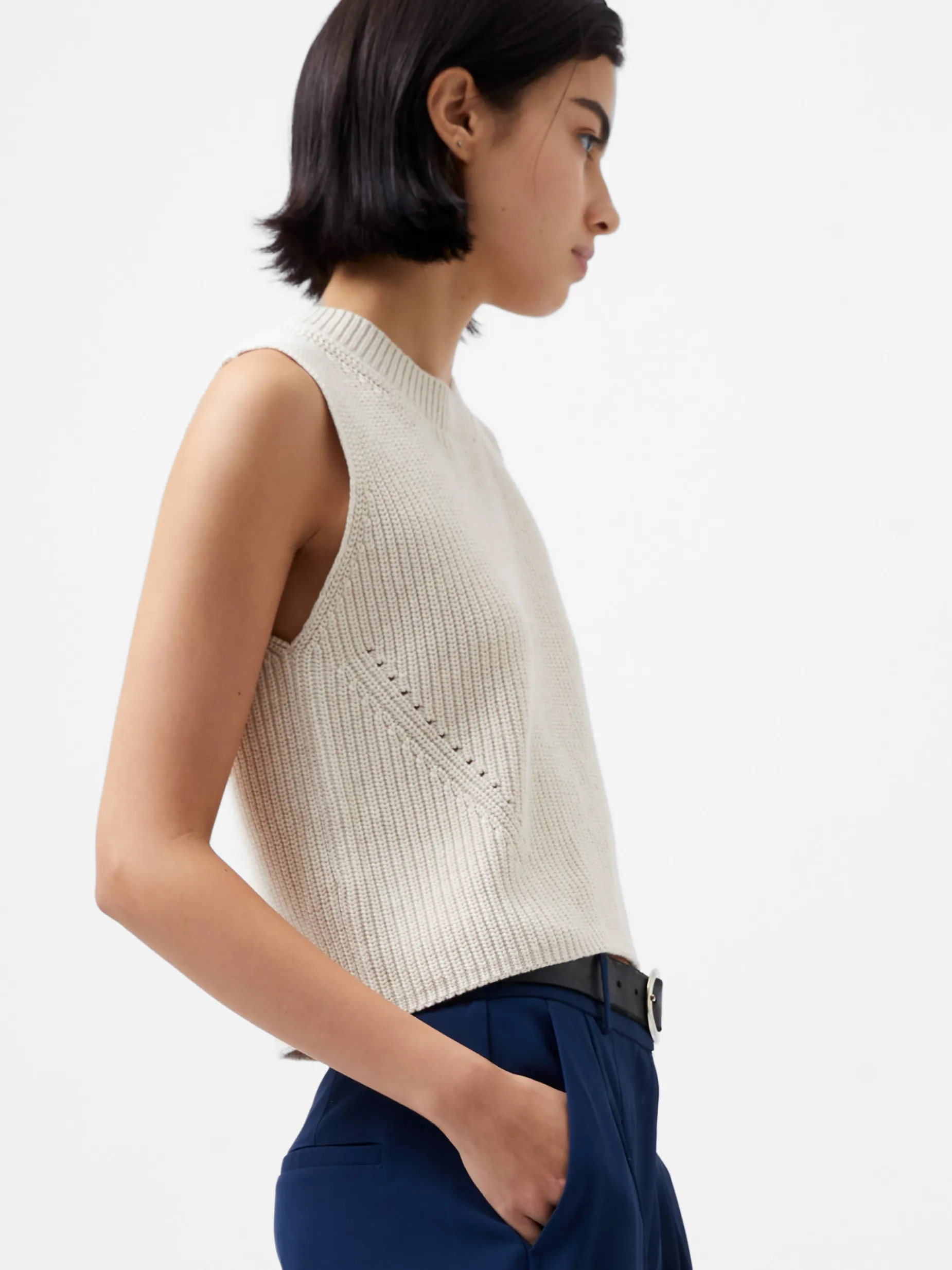 French Connection Jumpers & Cardigans-Mozart Knit Crew Neck Sleeveless Vest