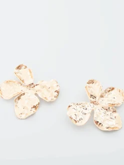 Women French Connection Jewellery|Jewellery-Oversized Hammered Flower Stud Earrings