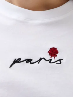 French Connection Tops-Paris Rose Embroidery T-Shirt