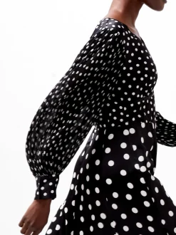 French Connection Dresses|Midi Dresses-Polka Dot Candice Satin Dress
