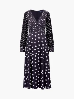 French Connection Dresses|Midi Dresses-Polka Dot Candice Satin Dress