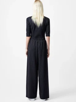 French Connection Trousers|Co-Ords-Regina Jersey Pinstripe Wide Leg Trousers