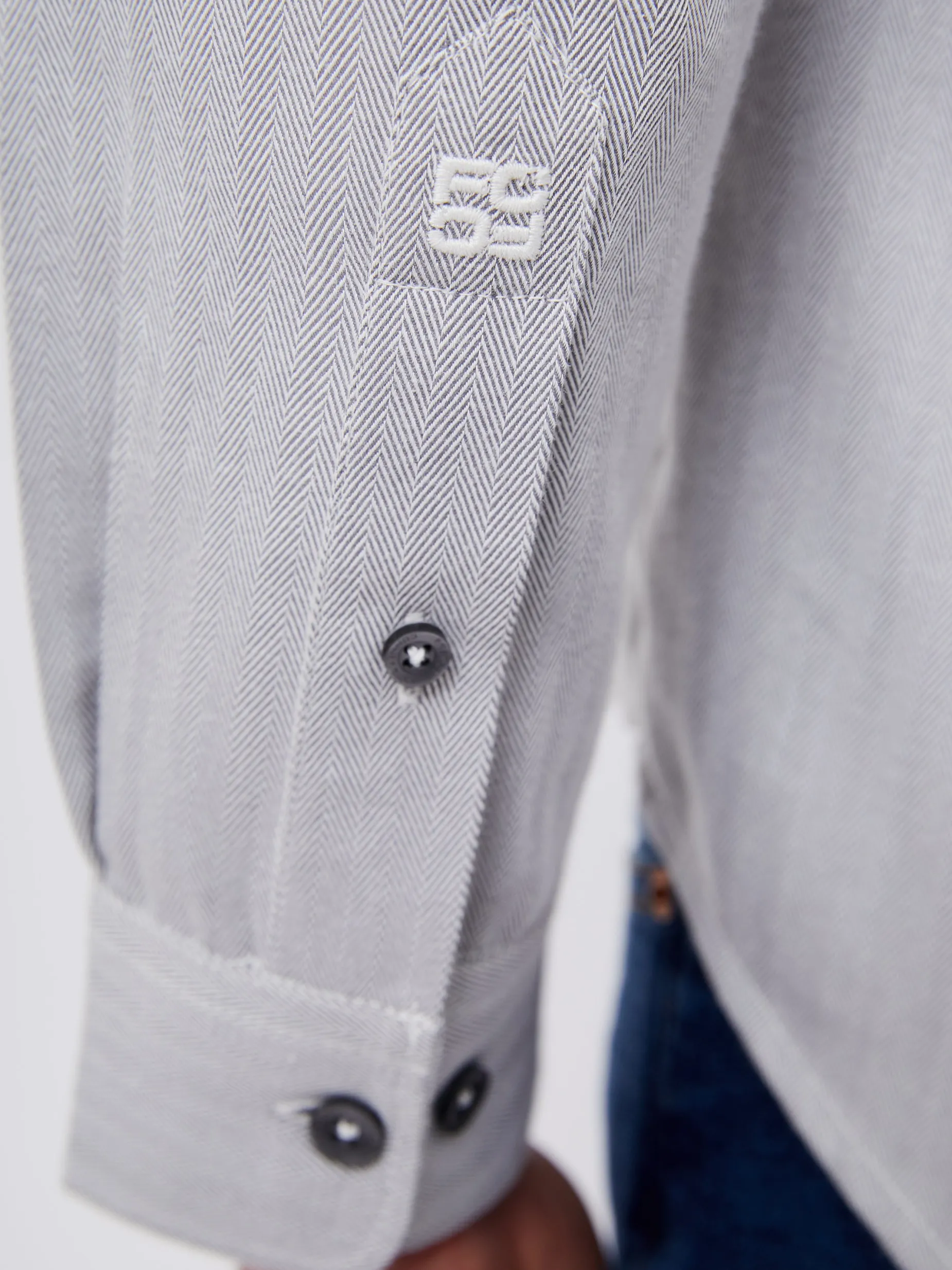French Connection Shirts-Regular Fit Herringbone Button Down Shirt
