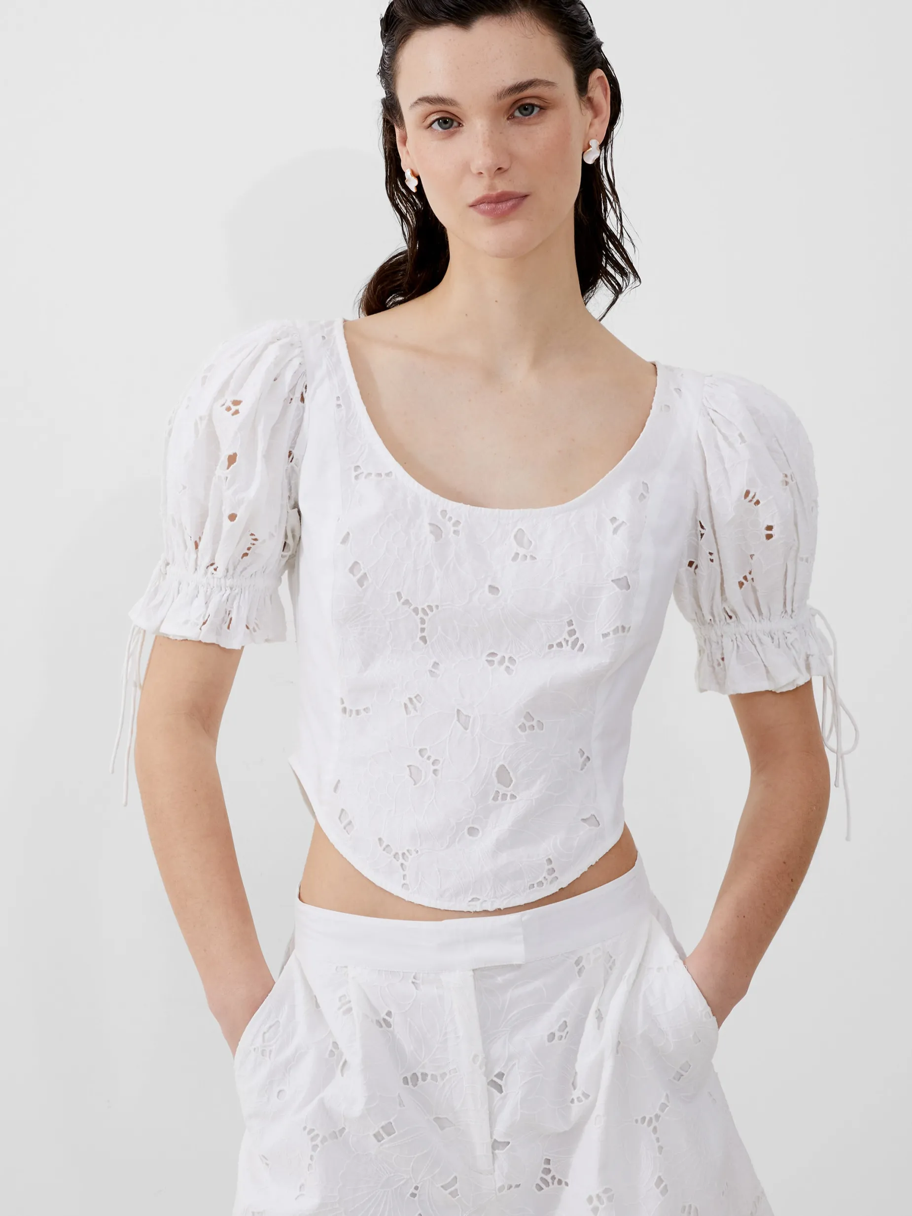 French Connection Co-Ords-Rhodes Cotton Embroidered Top