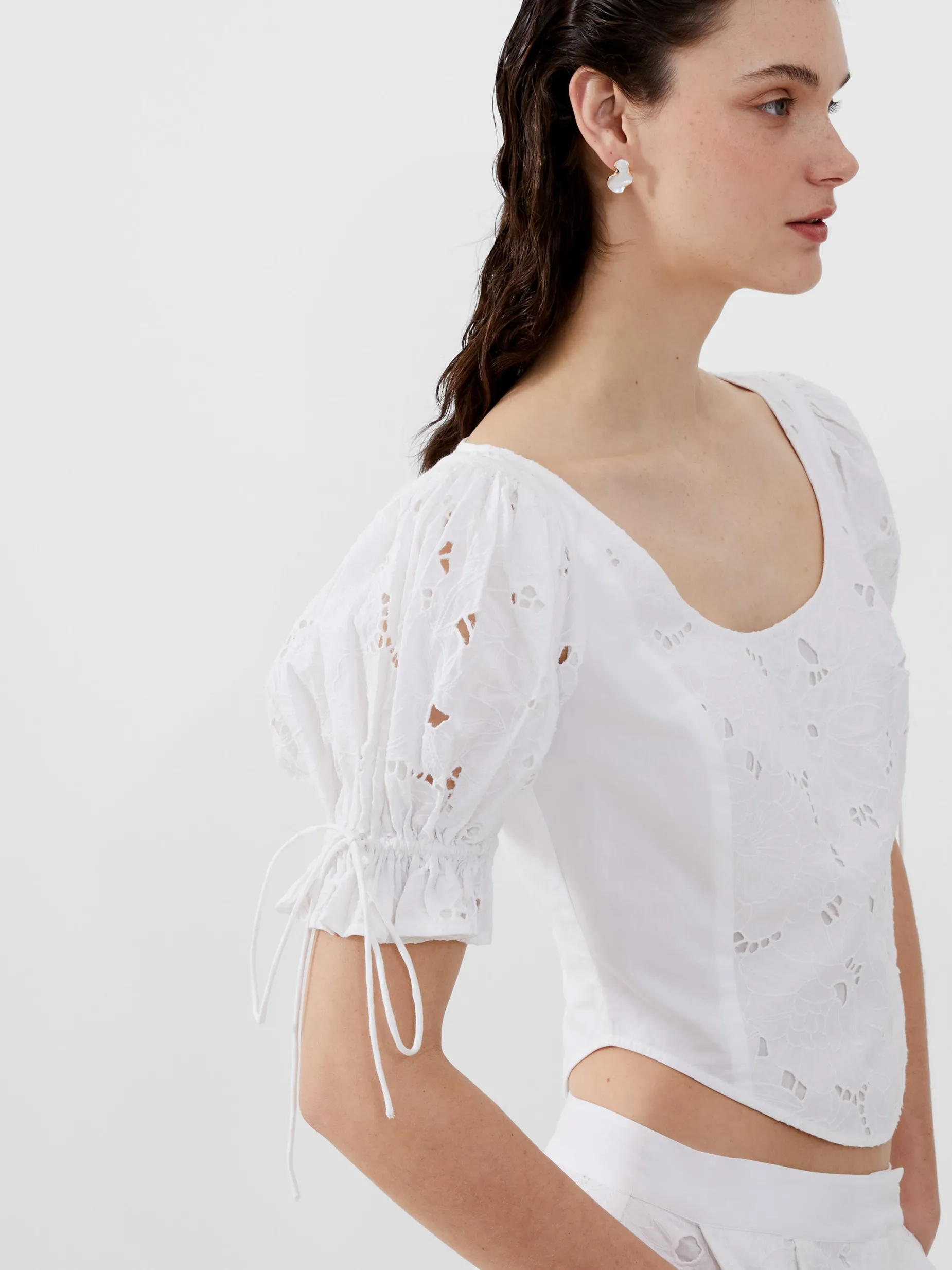 French Connection Co-Ords-Rhodes Cotton Embroidered Top