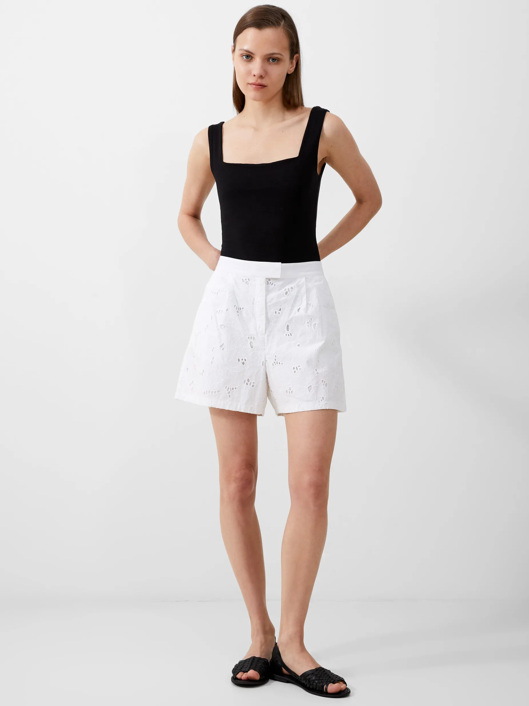 French Connection Co-Ords-Rhodes Cotton Embroidered Shorts