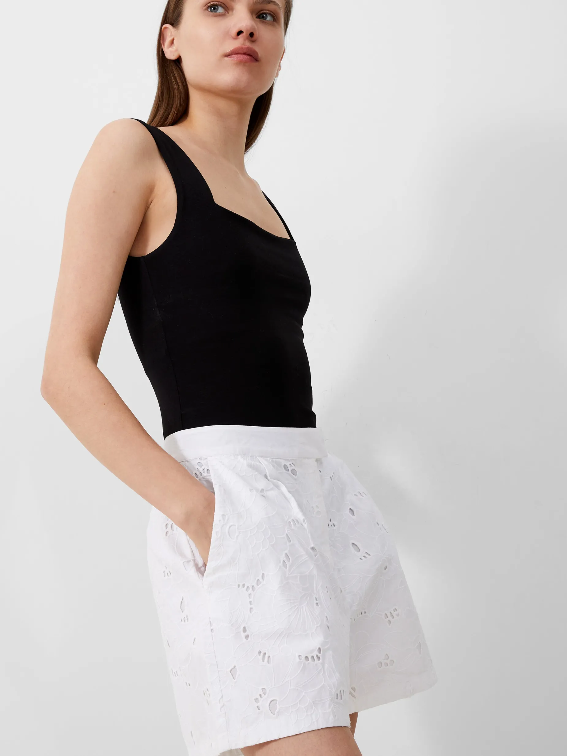 French Connection Co-Ords-Rhodes Cotton Embroidered Shorts