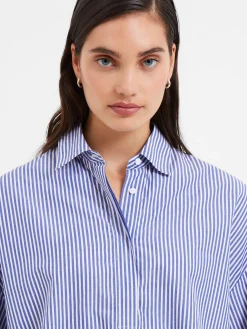 French Connection Tops|Shirts-Rhodes Poplin Stripe Popover Shirt
