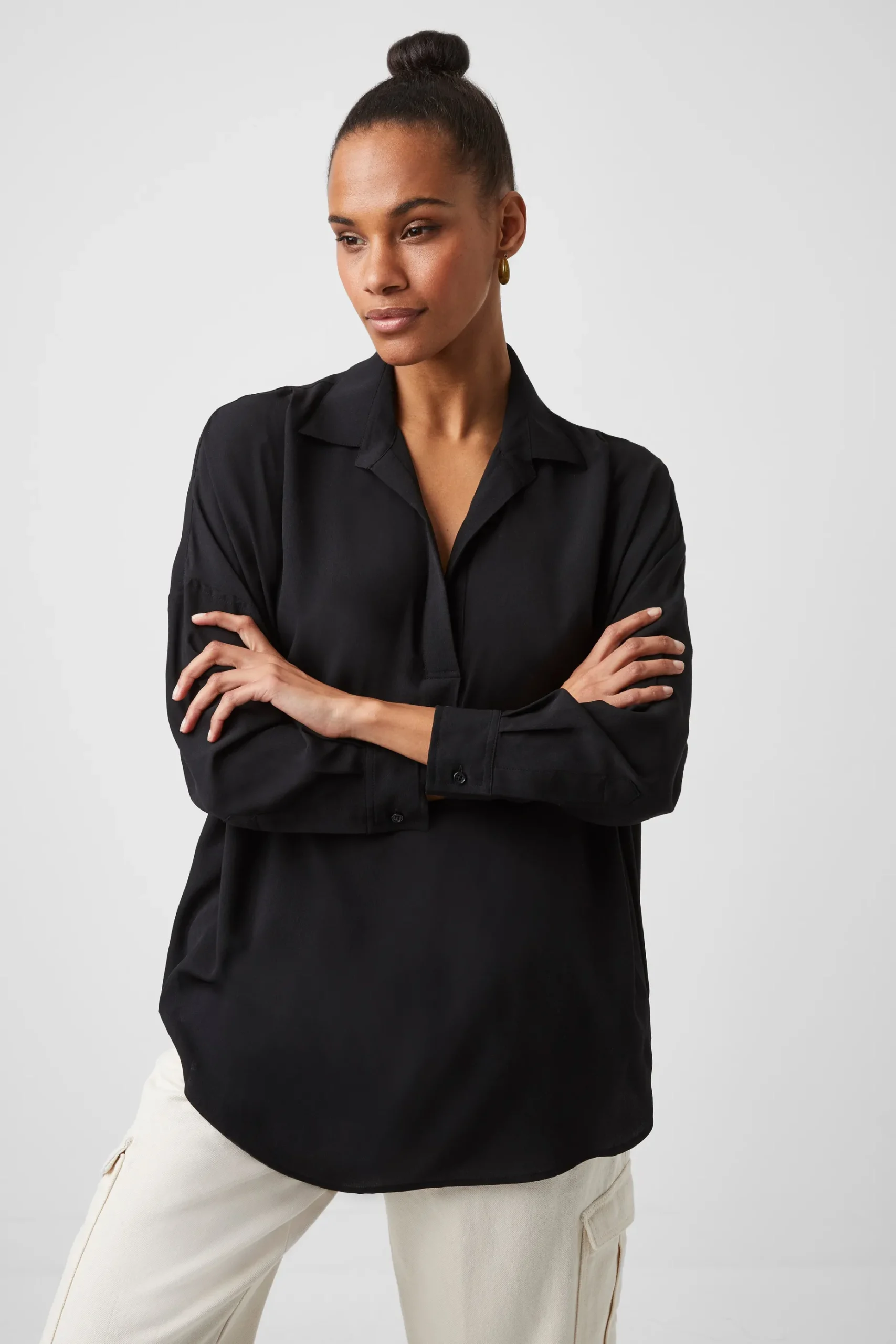 French Connection Tops|Shirts-Rhodes Recycled Crepe Popover Shirt